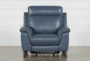 Moana Blue Leather Power Reclining Chair with USB - Detail