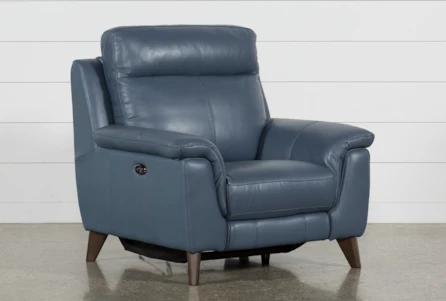 Moana Blue Leather Power Reclining Chair with USB - Main
