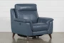 Moana Blue Leather Power Reclining Chair With Usb - Signature