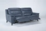 Moana Blue Leather Dual 87" Power Reclining Sofa With Usb - Room