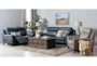 Moana Blue Leather Dual 70" Power Reclining Loveseat With Usb - Room