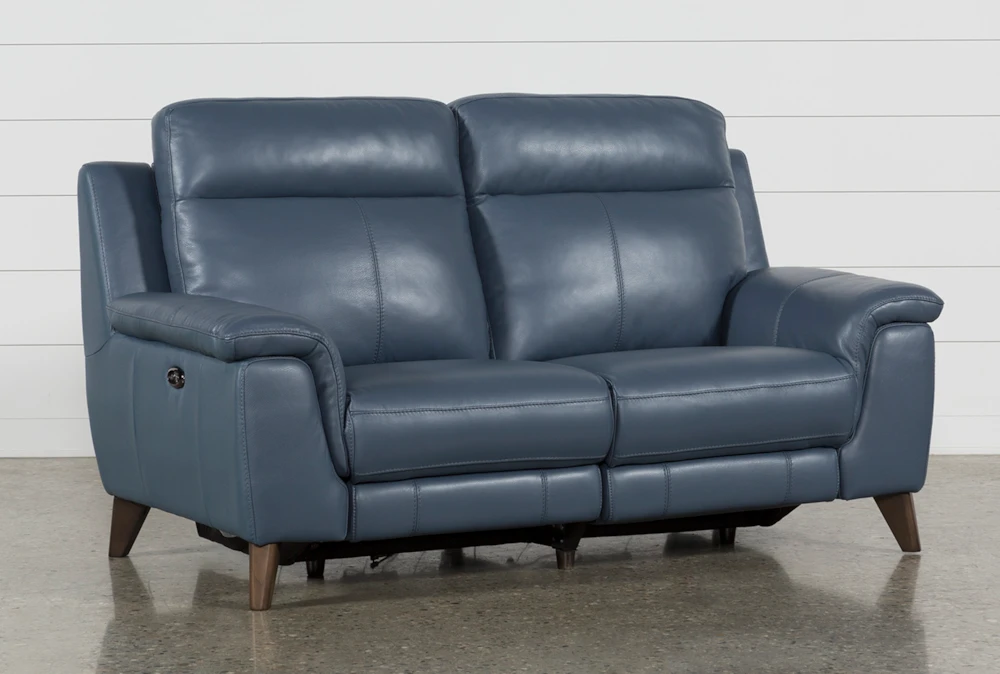Moana Blue Leather Dual 70 Power, Navy Leather Recliner Couch