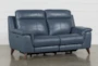 Moana Blue Leather Dual 70" Power Reclining Loveseat With Usb - Signature