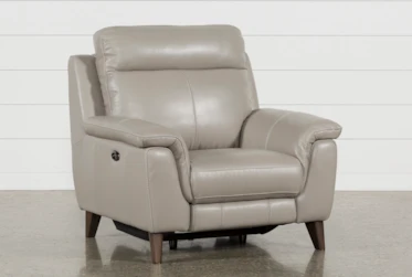 Moana Taupe Leather Power Reclining Chair With Usb