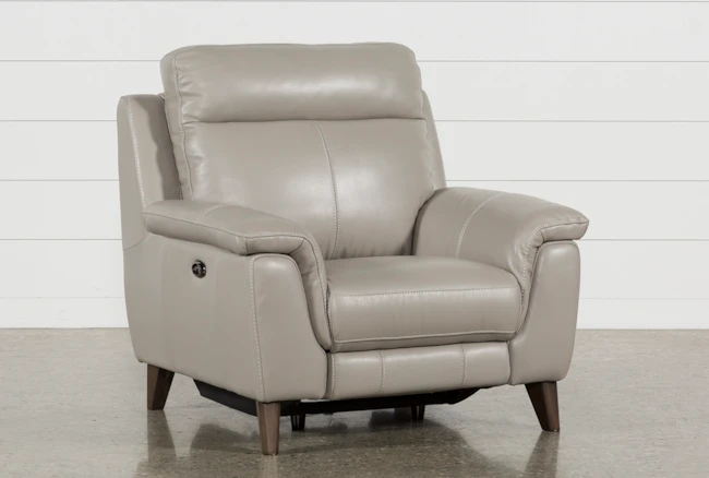 Moana Taupe Leather Power Reclining Chair With Usb - 360