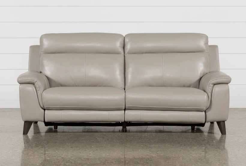 Moana Taupe Leather 87" Power Dual Reclining Sofa with USB - 360
