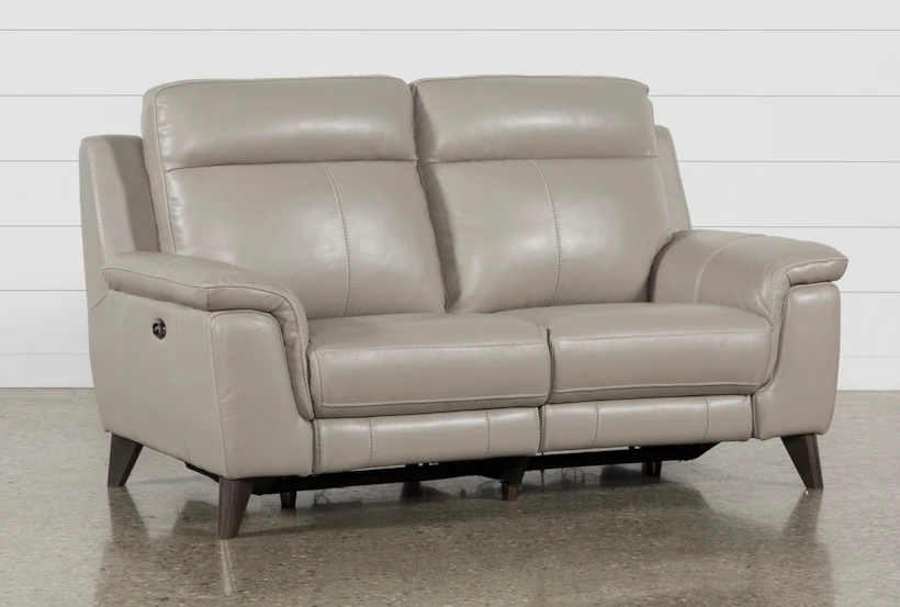 Moana Taupe Leather 70" Power Dual Reclining Loveseat with USB - 360