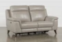 Moana Taupe Leather 70" Power Dual Reclining Loveseat with USB - Signature