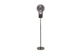65 Inch Smoke Glass + Gunmetal Light Bulb Floor Lamp with Bluetooth Speaker