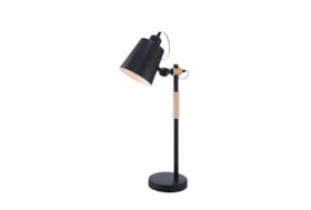 Desk Lamp-Matte Black And Wood