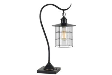 25 Inch Dark Bronze Farmhouse Edison Lantern Desk Task Lamp
