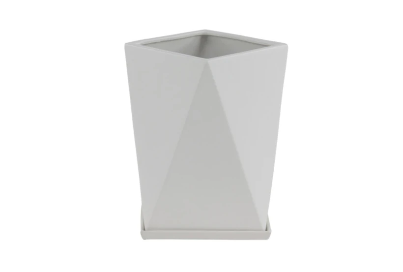 13 Inch White Faceted Vase - 360