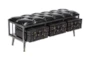 48" Black Leather Tufted 3 Trunk Storage Bench - Front