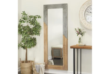 Leaner Mirror-White Wash And Metal 28X71