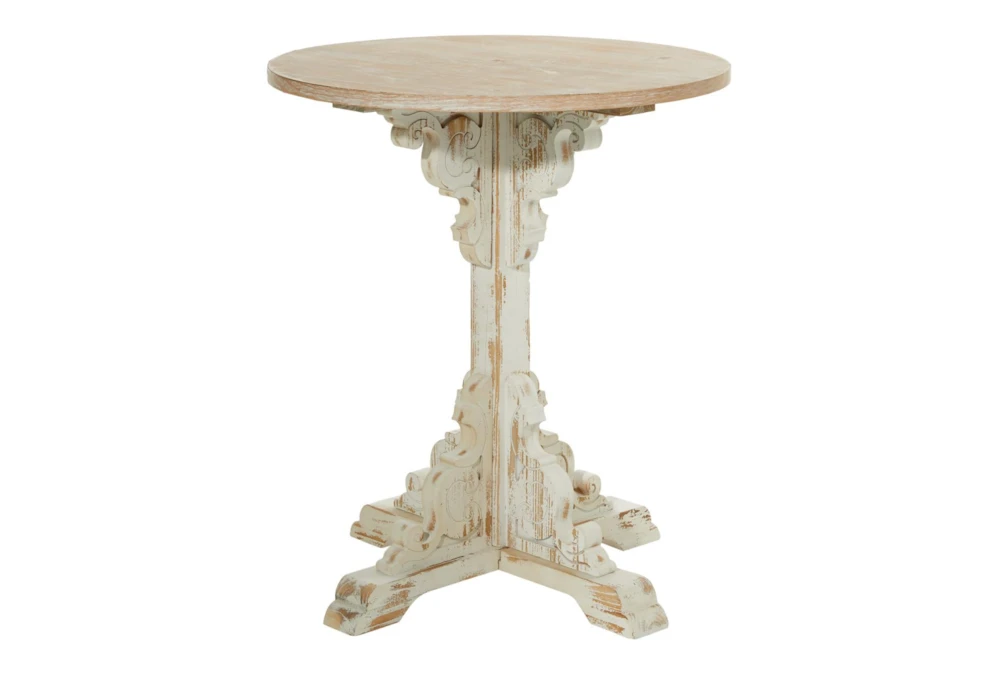 29" Wooden Round Pedestal Accent Table