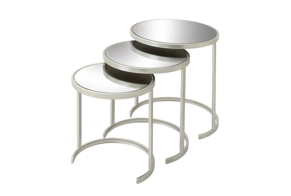 3 Piece Set Metal And Mirror Nesting End Tables