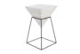 24" White Wood And Metal Inverted Pyramid Accent Table - Signature