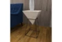 24" White Wood And Metal Inverted Pyramid Accent Table - Room