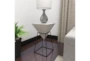24" White Wood And Metal Inverted Pyramid Accent Table - Room