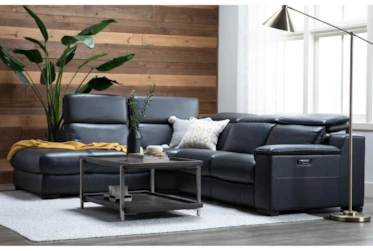 Hana Slate Leather 3 Piece 113" Power Reclining Modular Sectional With Left Arm Facing Chaise