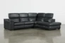 Hana Slate Leather 3 Piece 113" Power Reclining Sectional With Right Arm Facing Chaise - Detail