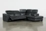 Hana Slate Leather 3 Piece 113" Power Reclining Sectional With Right Arm Facing Chaise - Recline