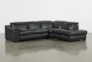 Hana Slate Leather 3 Piece 113" Power Reclining Sectional With Right Arm Facing Chaise - Signature