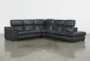 Hana Slate Leather 4 Piece 113" Power Reclining Modular Sectional With Right Arm Facing Chaise - Recline