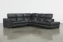 Hana Slate Leather 4 Piece 113" Power Reclining Sectional With Right Arm Facing Chaise - Recline