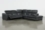 Hana Slate Leather 4 Piece 113" Power Reclining Modular Sectional With Right Arm Facing Chaise - Feature