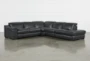 Hana Slate Leather 4 Piece 113" Power Reclining Modular Sectional With Right Arm Facing Chaise - Signature