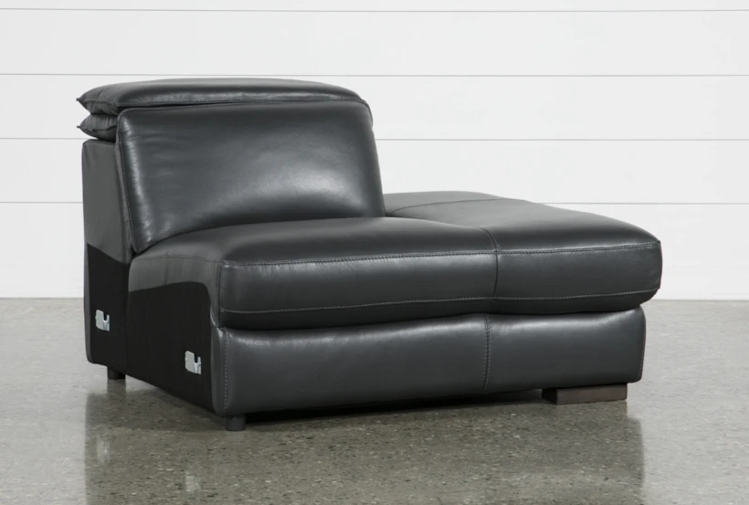 Hana Slate Leather Right Arm Facing Chaise With 2 Position Headrest - 360