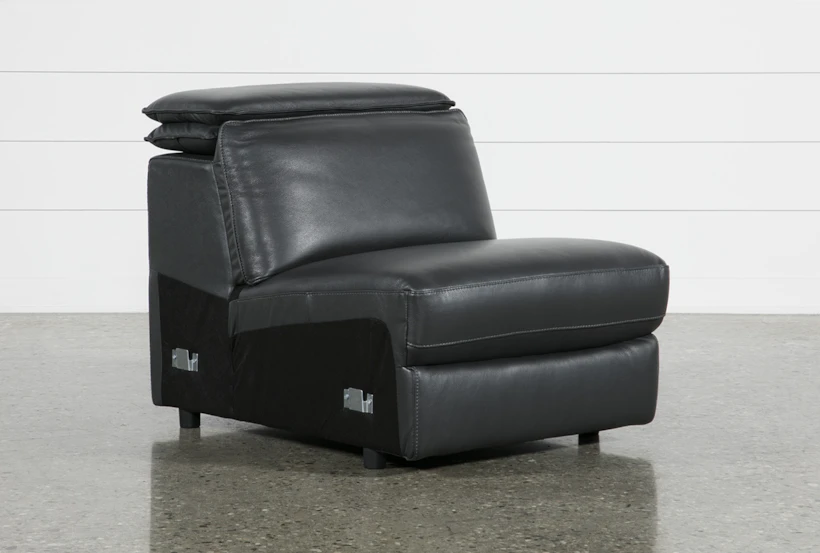 Hana Slate Leather Armless Chair With 2 Position Headrest - 360