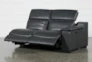 Hana Slate Leather 4 Piece 113" Power Reclining Sectional With 3 Power Recliners & Left Arm Facing Chaise - Recline