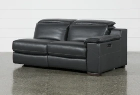 Hana Slate Leather Right Arm Facing Dual Power Reclining Loveset With USB