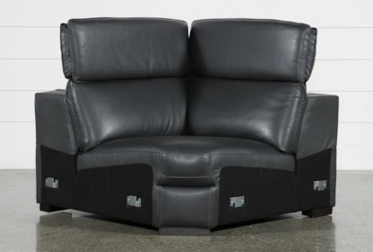 Hana Slate Leather 4 Piece 113 Power, Leather Sectional Chaise Recliner