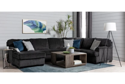 Calvin Slate 3 Piece 137 Sectional With Left Arm Facing Chaise Living Spaces