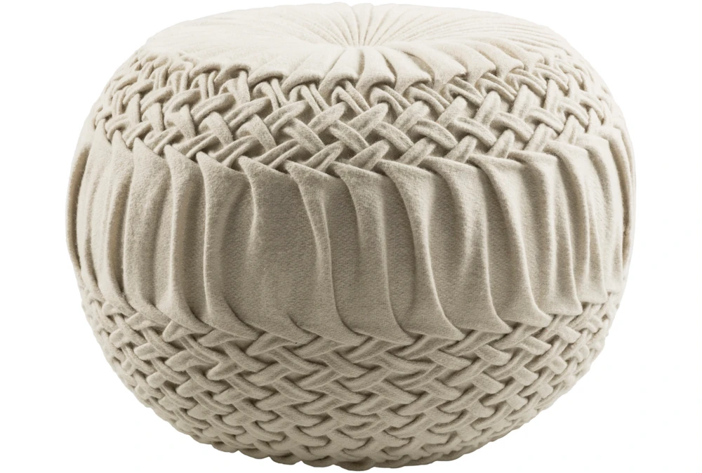 Pouf-Cream Knitted Round