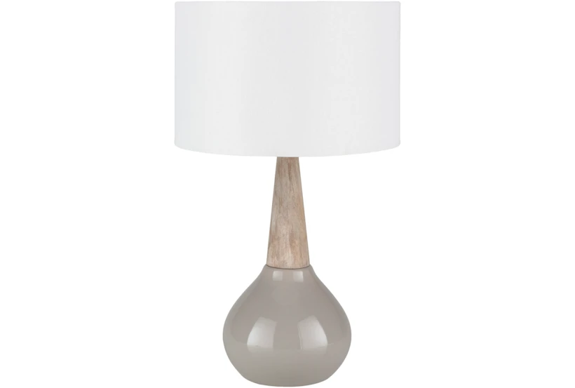 19 Inch Grey Glaze + Wood Drop Table Lamp - 360