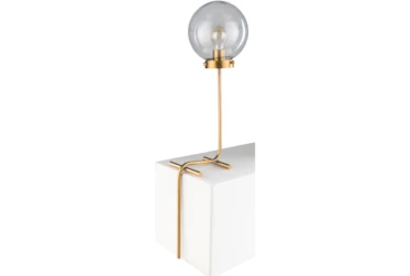 Table Lamp-Gold And Tinted Glass Globe