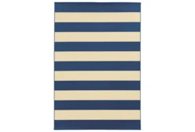 6'6"x9'5" Outdoor Rug-Navy Stripe