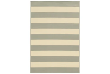 6'6"x9'5" Outdoor Rug-Grey Stripe