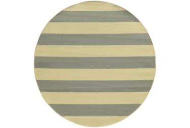 7'9" Round Outdoor Rug-Grey Stripe
