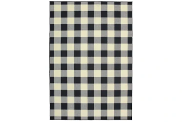 2'3"x7'5" Outdoor Rug-Black/Ivory Check