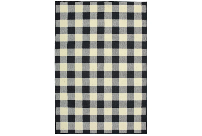 6'6"x9'5" Outdoor Rug-Black/Ivory Check - 360