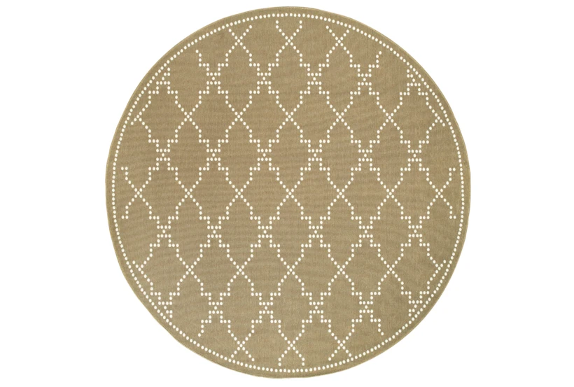 7'9" Round Outdoor Rug-Gold/Ivory Geometric - 360