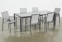 Ravelo 87" Outdoor Dining Table With Sling Back Chairs Set For 6 - Top