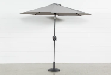 Outdoor Market Grey Umbrella With Lights, Bluetooth And Base