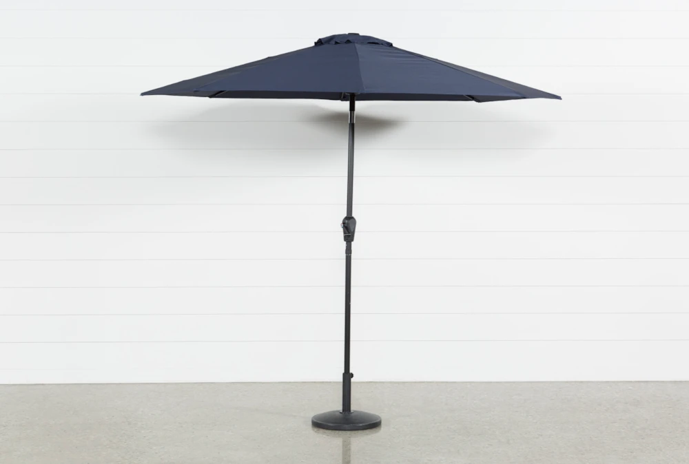 Outdoor Market Navy 9' Umbrella With Base
