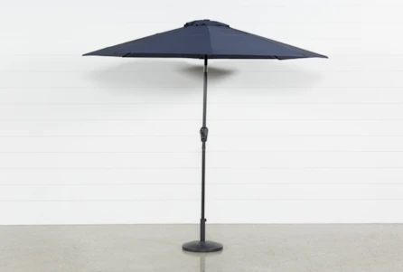 Outdoor Market Navy 9' Umbrella With Base - Main